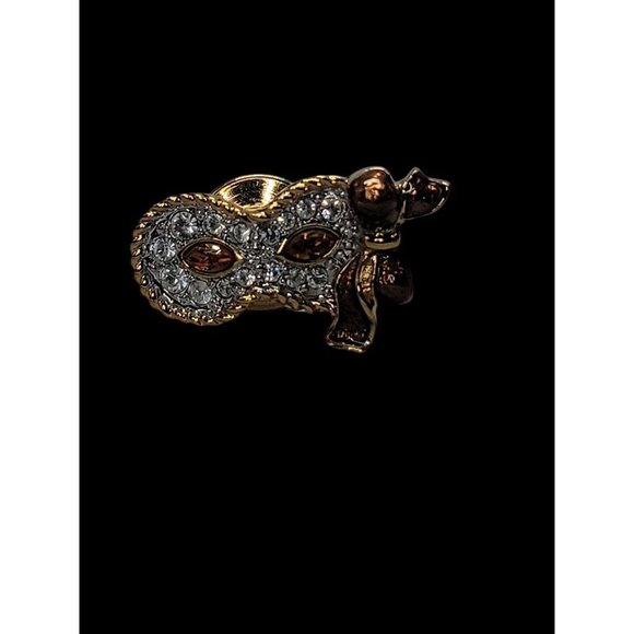 Swarovski Society Members Lapel Pin Masquerade Trilogy Mask Tabac 1999 Retired - Picture 7 of 10